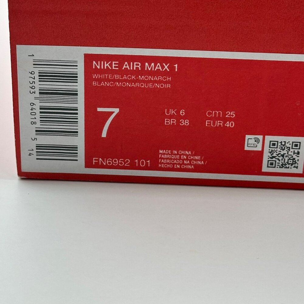 Nike Air Max 1 White Monarch Pure Platinum FN6952-101 Men's Size 7 Women 8.5 - Picture 12 of 12